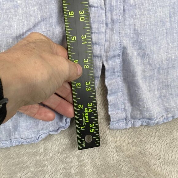 Tahari Womens Shirt US 2X EU 48/50 100% Linen Blue Button-Front Collared Tunic - Picture 5 of 10